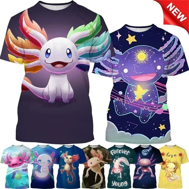 

2024 Hit New Axolotl 3D Printed T-shirt Personality Animal for Men and Women Comfortable Crewneck Printed Street Wear Top for Me