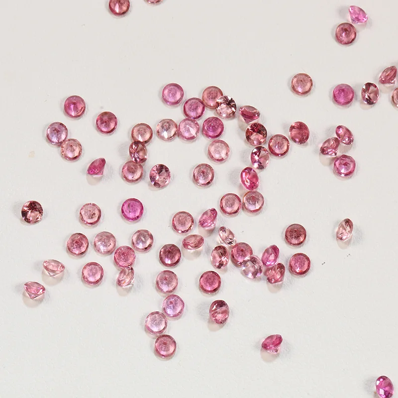 Wholesale 20pcs/lot Genuine Pink Tourmaline 2mm 3mm 3.8mm Facted Round Semi-Precious Gemstone Cabochon Ring Face For Jewelry