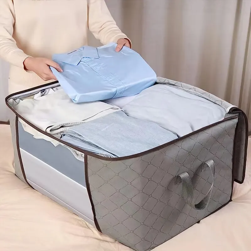 2pcs Clothes Storage Bags Sorting Quilt Cotton Quilt Big Bag Thickened Large Fabric Moisture-proof Household