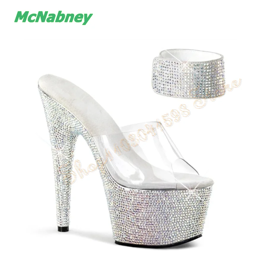 

Blingbling Crystal Platform Slippers,Stiletto Peep Toe High Heel Shoes Women Shoes Wedding Party 2023 New Zapatos Para Mujere