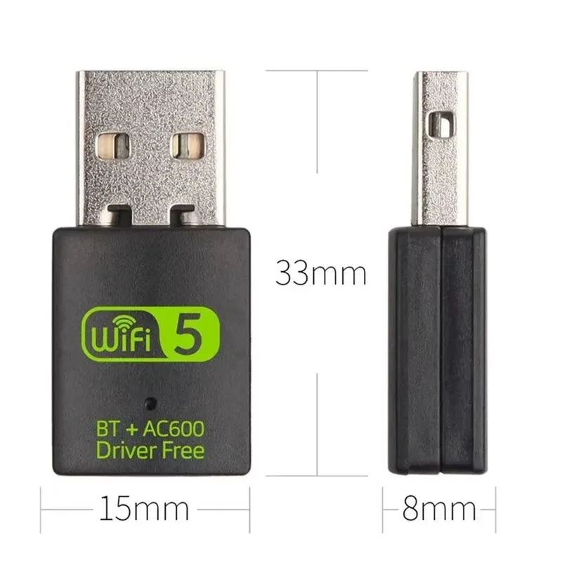 600Mbps USB WiFi 블루투스 어댑터 RTL8821CU 듀얼 밴드 2.4Ghz 5Ghz 미니 무선 네트워크 외부 수신기