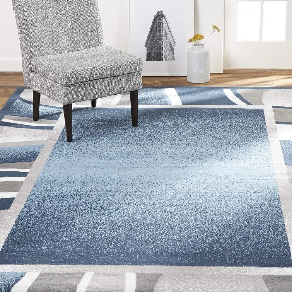 

Area Rug Carpet for Living Room Decor Free Shipping Rectangular Contemporary Blue/Gray/Ivory Home Decorations Rooms Carpets Rugs