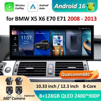 Navigazione GPS Android 16 per BMW X5 X6 E70 E71 2008 - 2013 Sistema ClC/CCC Autoradio Lettore multimediale BT 4G DSP Stereo WiFi 4G