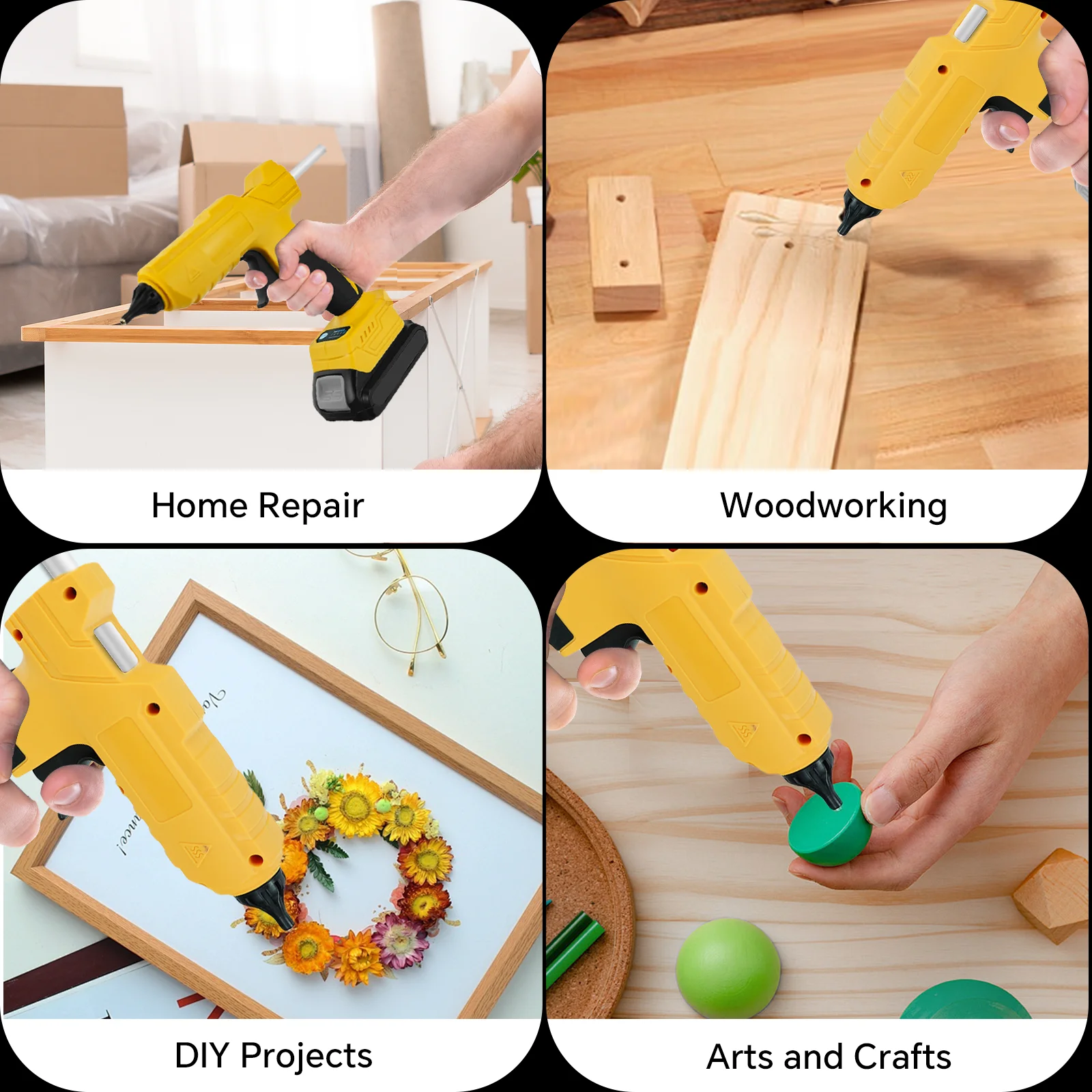 100W Cordless Electric Hot Melt Glue Gun Home Repair Tool with 10pcs 11mm Glue S