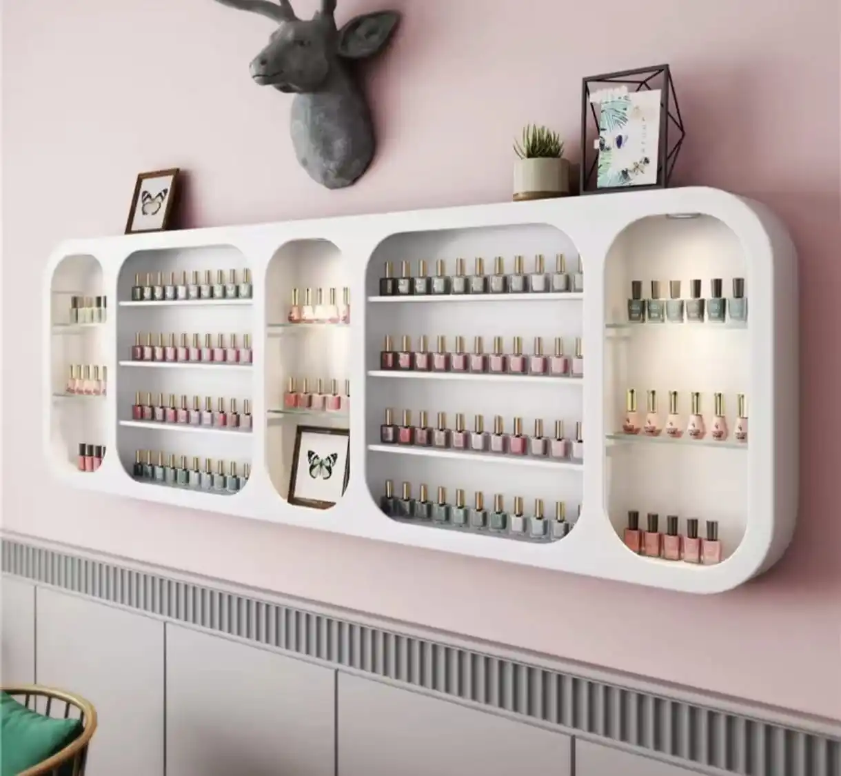 Customizable Nail Salon Display Wall Cabinet Shelf for Nail Polish and ...