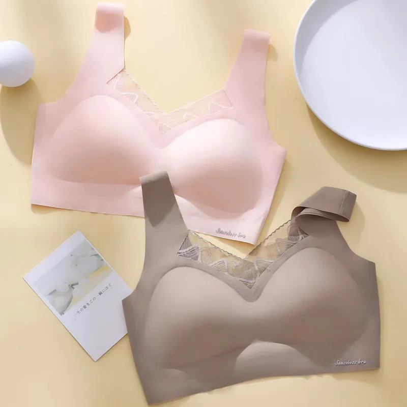 

Seamless Bra with Big Boobs and Small Exploders Without Underwire Bra Cover Thin Latex Sports Vest Plus Size