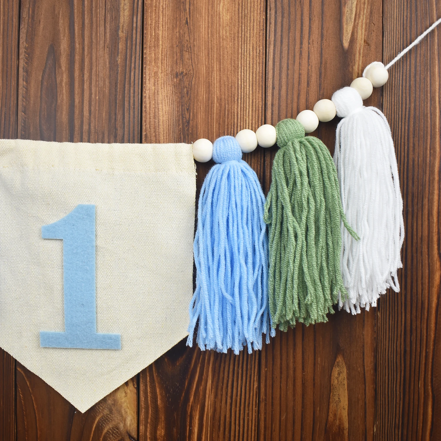 Description Picture 5 of item1pc 1st Birthday High Chair Banner Handmade Boho Yarn Tassel Banner First Birthday Party Decoration Supplies for Girls and Boys
