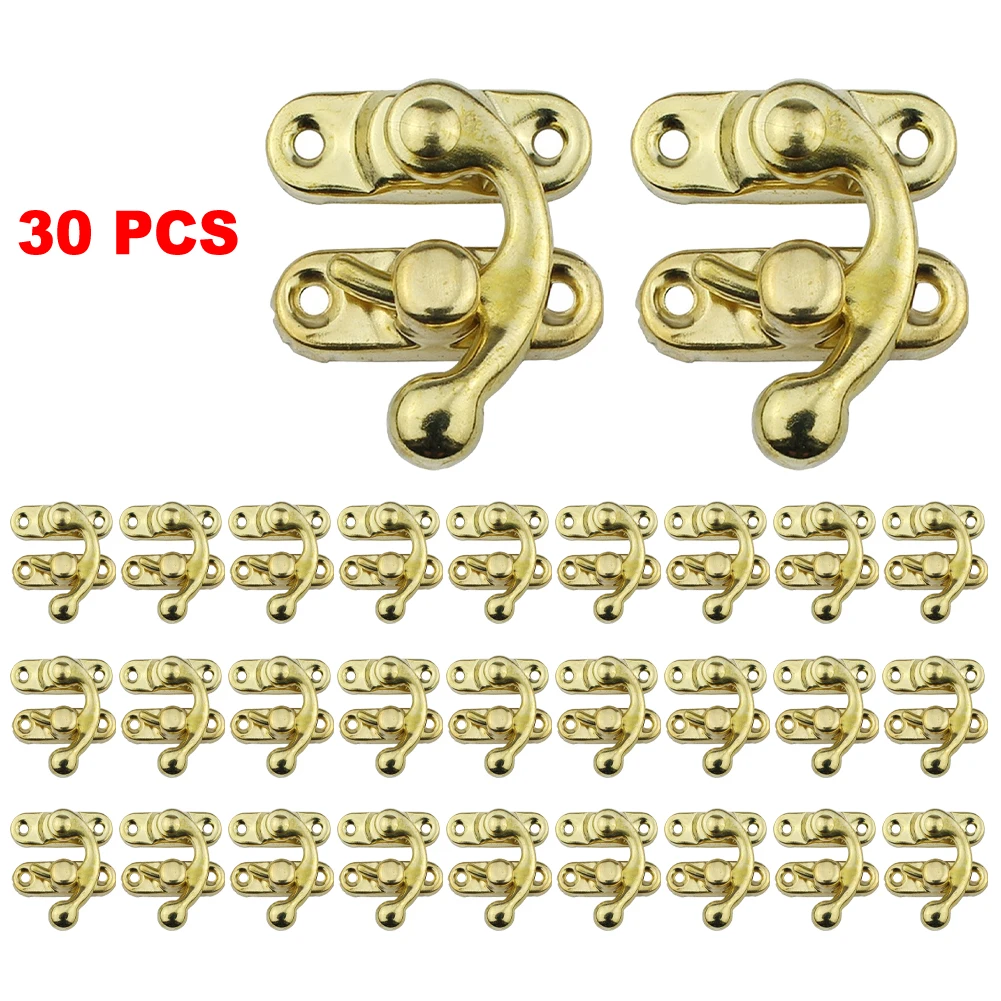 30pcs Antique Metal Catch Curved Buckle Horn Lock Clasp Hook Bronze Iron Padlock Hasp Hook Lock For Mini Jewelry Wooden Box jewelry box hasps