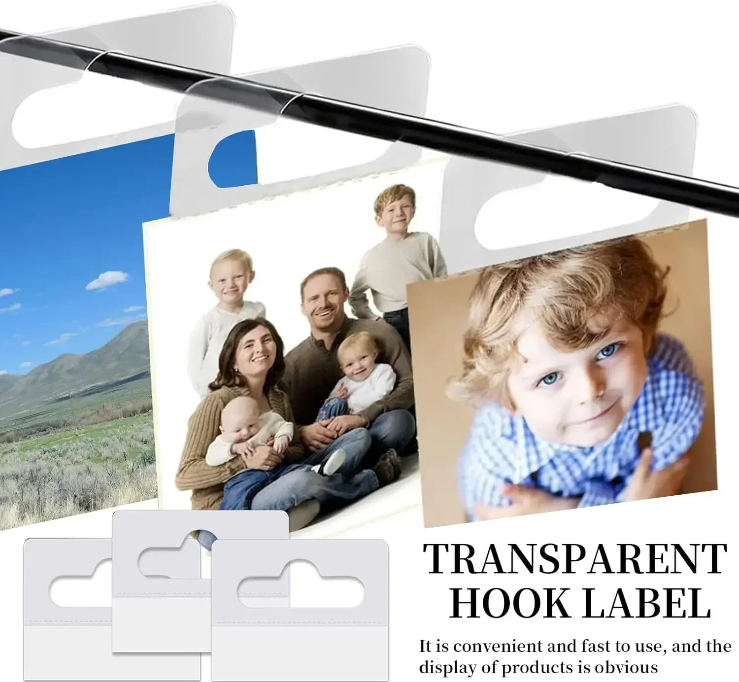 Clear Sticky Hanging Tabs Slot Hole Clear Sticky Tab Self Adhesive Hang Tab for Office Home Sale Item Store Retail Display 100pc