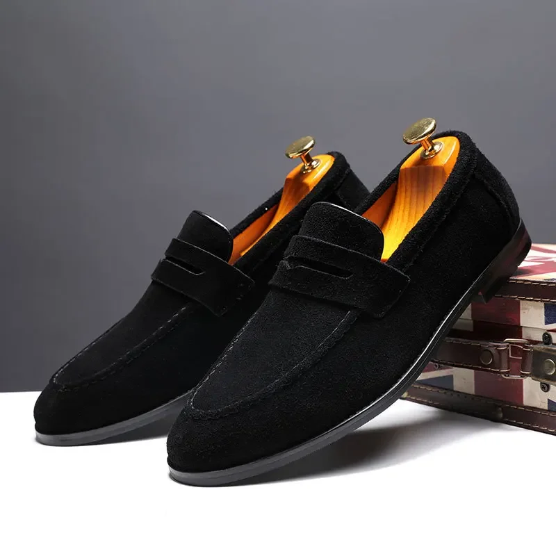 Men Large Size Solid Suede Casual Shoes Soft Fashion Loafers Slip-on Male Lightweight Driving Flat Heel Footwear