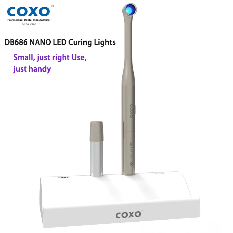 COXO DB686 NANO Luz de curado dental 360 ° LED giratorio inalámbrico, adecuado para restaurar los dientes dañados, fuerte potencia restauradora