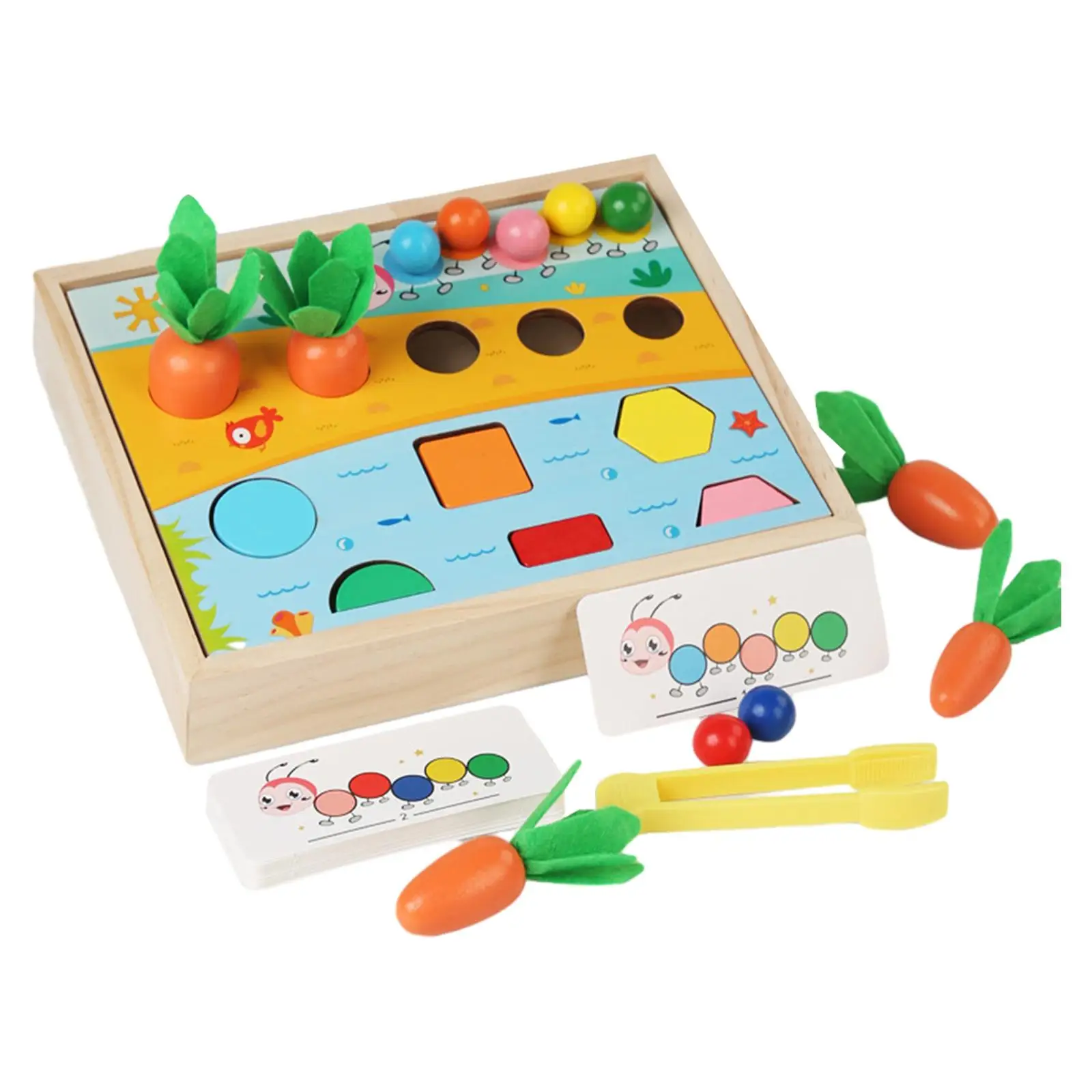 Wooden Shape Color Sorting Toy Educational Color Sorting Game Shape Sorter Puzzle Toy for Toddlers Kids Children Girls Boys