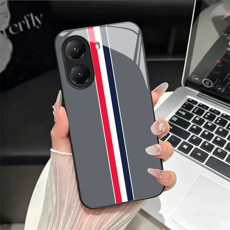 Luxury Sports Line Cool Stripe Tempered Glass Phone Case