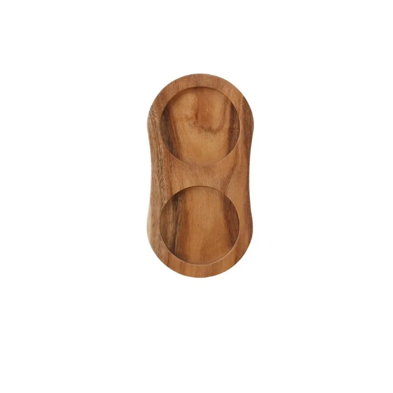 Pepper Mill Tray Bamboo Salt  Shaker Stand Tea Kitchen Storage Holder Home Decoration Wood Crafts Rolling Decorative 3