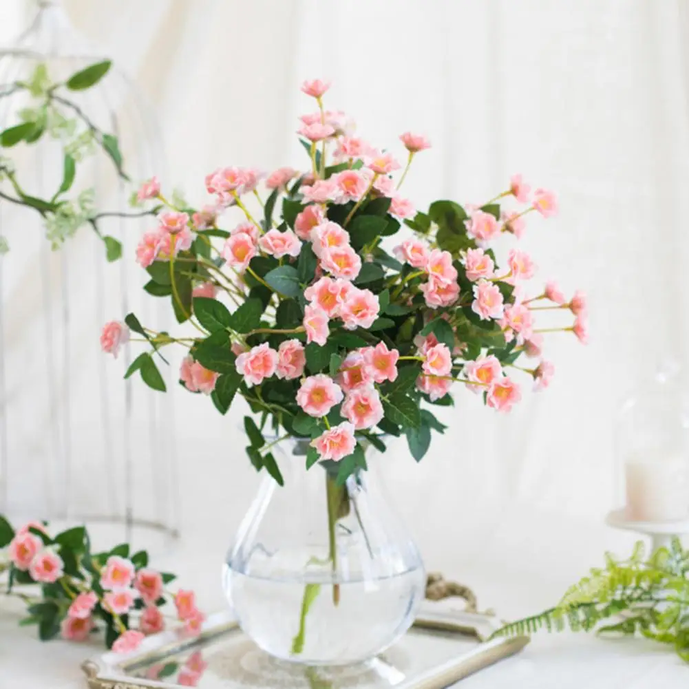 

1 Bunch Artificial Flower Realistic Looking Faux Silk Cloth Simulation Chinese Rose DIY Vase Arrange Flowers Wedding Decoration