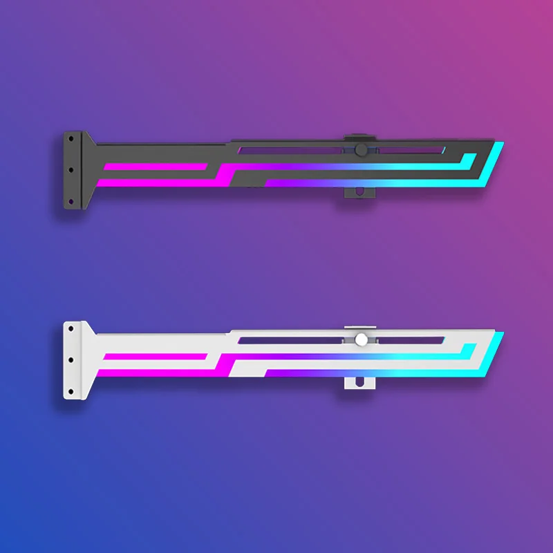 3PIN Graphics Card GPU Bracket with Built-in 5V ARGB Strip Adjustable Length and Height Stable Support & Anti-Deformation