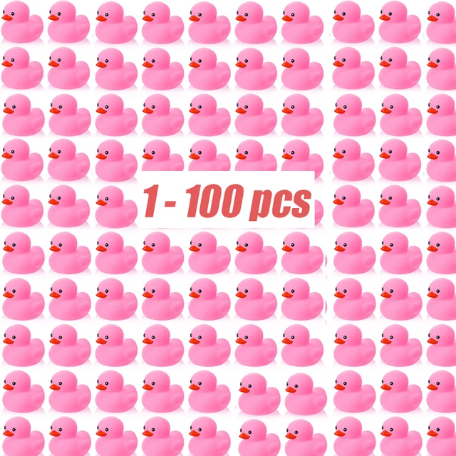 1-100pc Pink Mini Rubber Ducks Set in Bulk Float Squeak Tiny Ducks Rubber Duck Toy for Kids Party Birthday Supplies 1