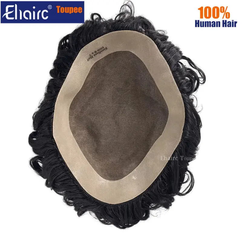 Protesi per capelli maschili Parrucca da uomo riccia Parrucchino traspirante per uomo Parrucche mono per uomo Parrucche da uomo naturali durevoli al 100% per capelli umani - immagine 6