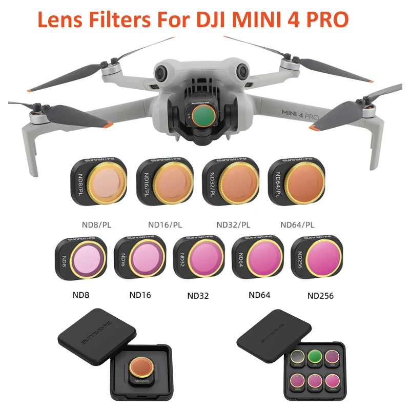

Фильтр объектива для DJI Mini 4 Pro Комплект фильтров объектива UV CPL ND NDPL 8/16/32/64 для DJI Mini 4 Pro оптические аксессуары для фотоаппарата