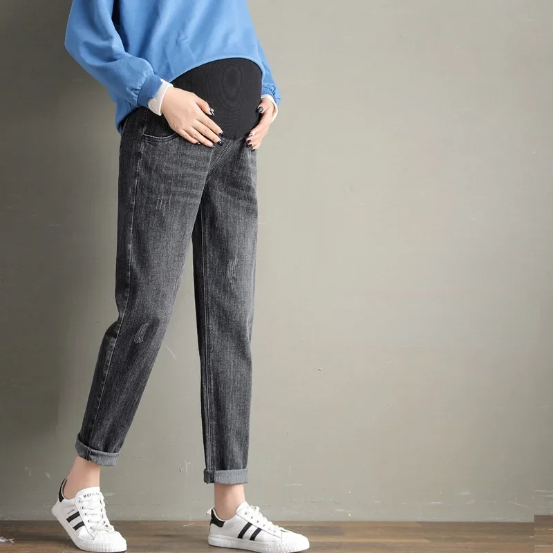 Pantalons abdominaux de grossesse, jean petit ami, pantalons de maternité pour femmes enceintes, vêtements taille haute, Denim ample