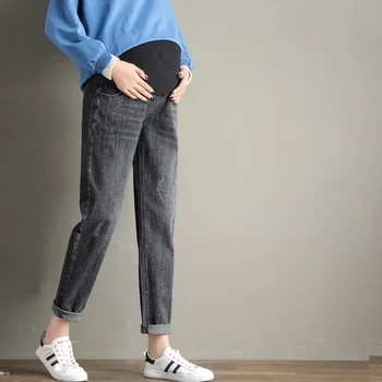 Pregnancy Abdominal Pants Boyfriend Jeans Maternity Pants For Pregnant Women Clothes High Waist Trousers Loose Denim Jeans