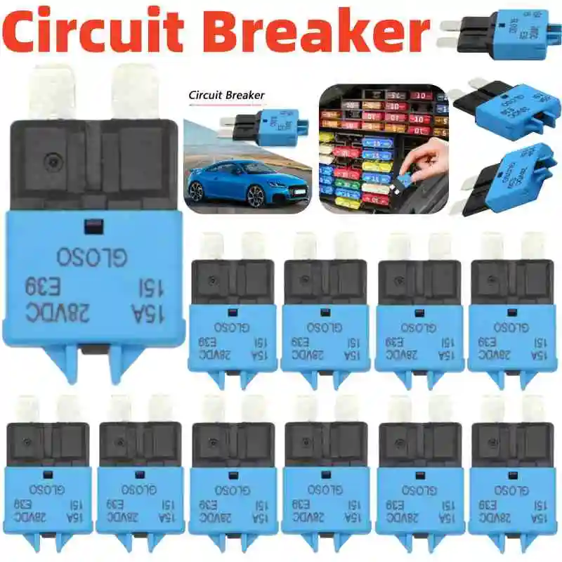 15A Reset Circuit Breaker Manual Reset Fuse Adapter 15A 28V DC Manual ATC Circuit Breaker Resettable for Marine Rally Auto