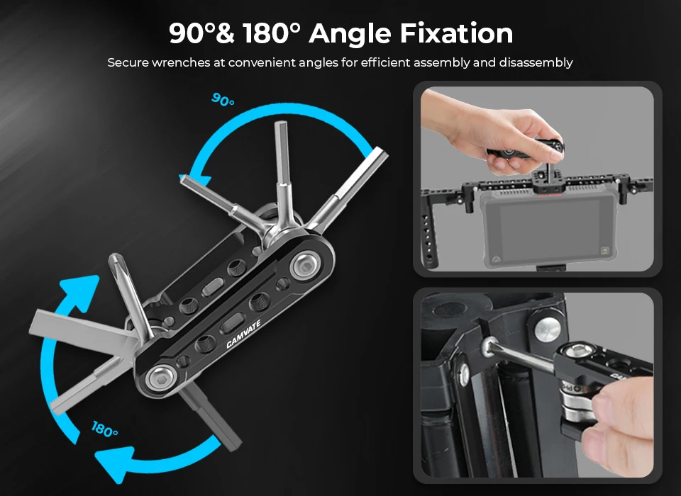 Folding 6-in-1 Functional Tools Universal DSLR Camera Rig Pocket Tool Set with S