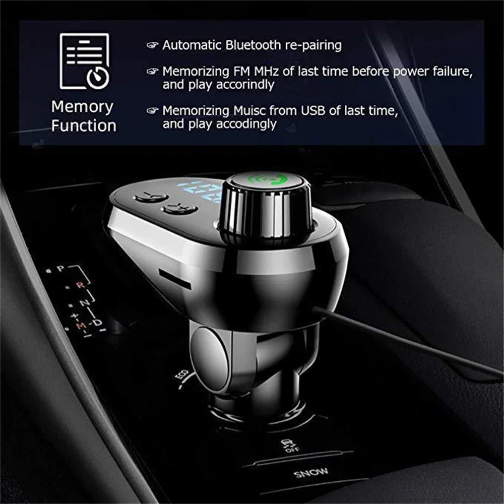 Car Handsfree Wireless Bluetooth 5.0 Kit FM Transmitter Car LCD Display MP3 Player USB Charger FM Modulator Accessories