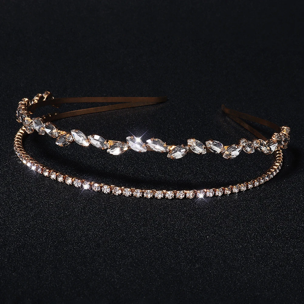 Gold Rhinestone Hair Bands Birthday Make Up Party Bride Headpiece Alloy Hair Accessories Headbands Gift For Women hair accessories bridal hair accessories crown headband