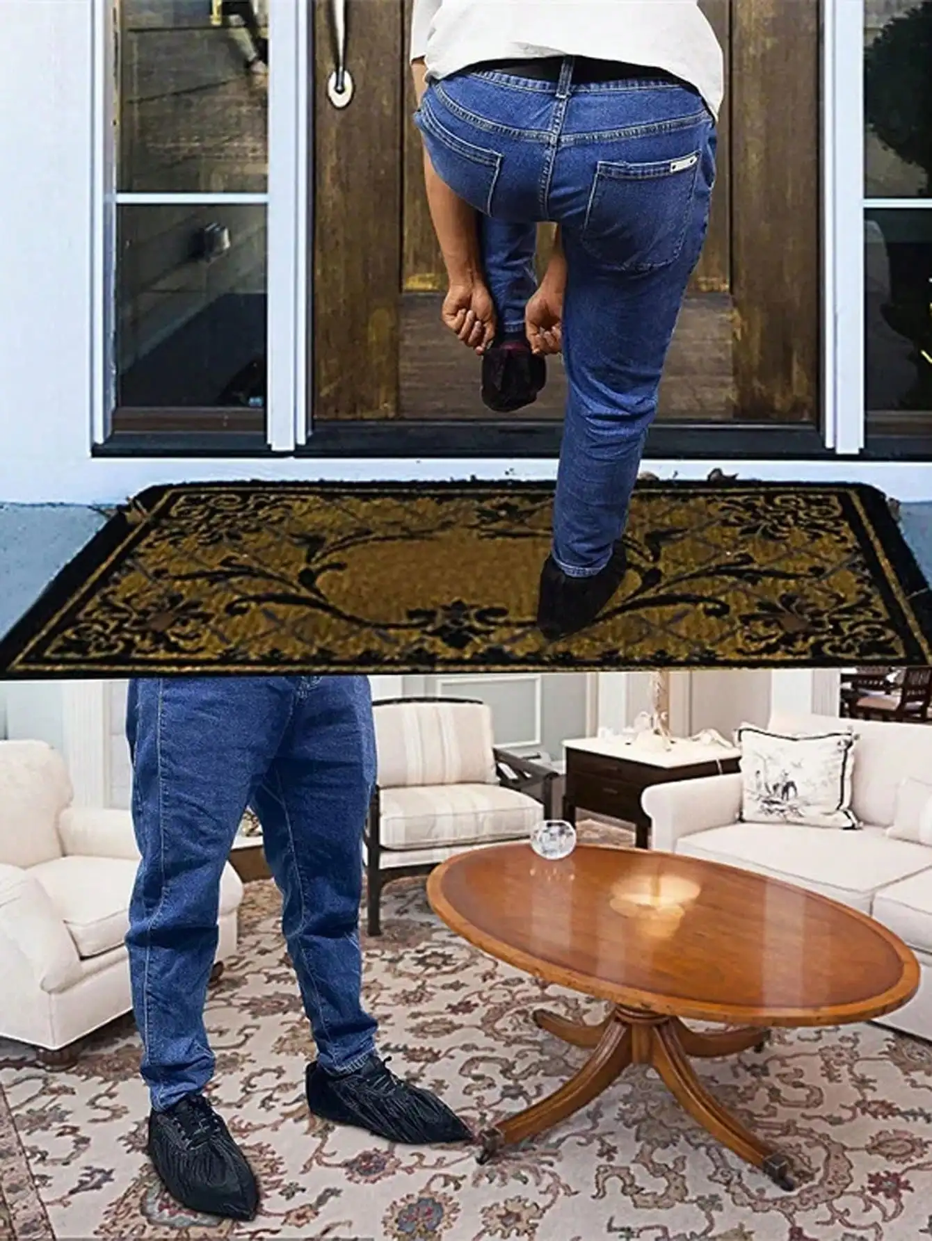 100 piece disposable shoe covers, non-slip shoe covers and boot covers for indoor/outdoor, home and workplace use