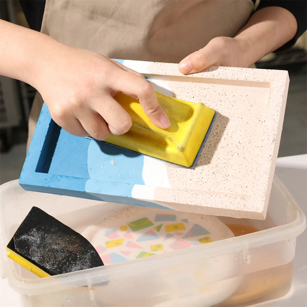 4 Shapes Professional Wet&Dry Sanding Block for Jesmonite Plaster Crafts Restoration Polishing DIY Concrete Jar Wet Hand Sander sanding block