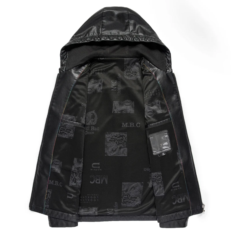 Men Leather Jacket YN-2261 Spring And Autumn Thin Men's Youth Leather Jacket Plus Velvet Hooded Casual Wear Fashion Available In Thickness
