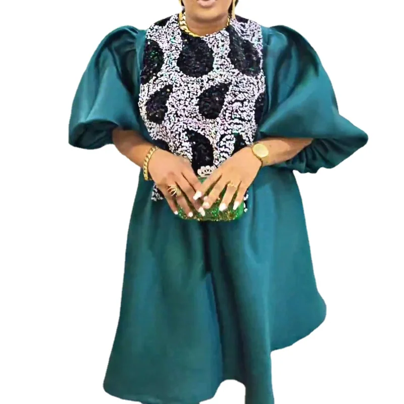 

Plus Size Summer African Party Dresses for Women Traditional Dashiki Africa Clothing Ankara Sequin Wedding Evening Gown 2023
