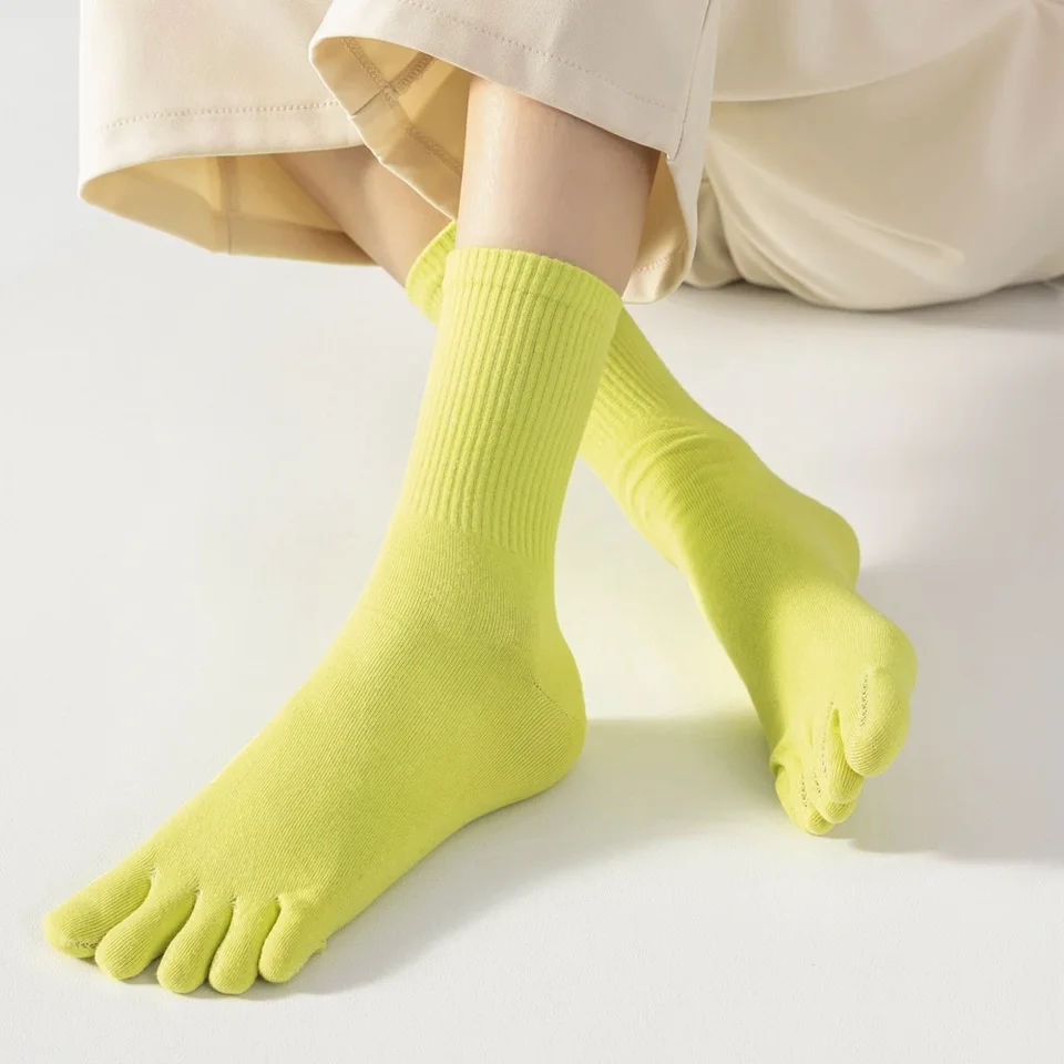 Calzini Antiscivolo Yoga Donna Con Dita Separate E Cinghie Incrociate - Traspiranti, In Cotone, Per Pilates, Danza E Fitness - Grigio, Taglia Unica - 2
