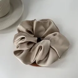 Elegant Silk Elastic Hair Scrunchies - Solid Color Ponytail Holders (6)