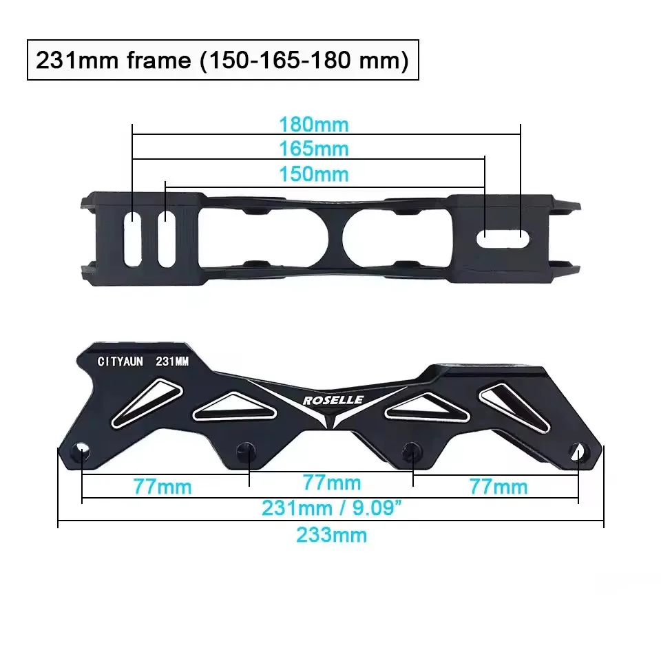 Roller Skate Frame 243 231 mm Inline Skates Chassis Aluminium Alloy Flat Frames for 76-80mm / 4x80mm Wheels Slalom Slide Skate roller skates