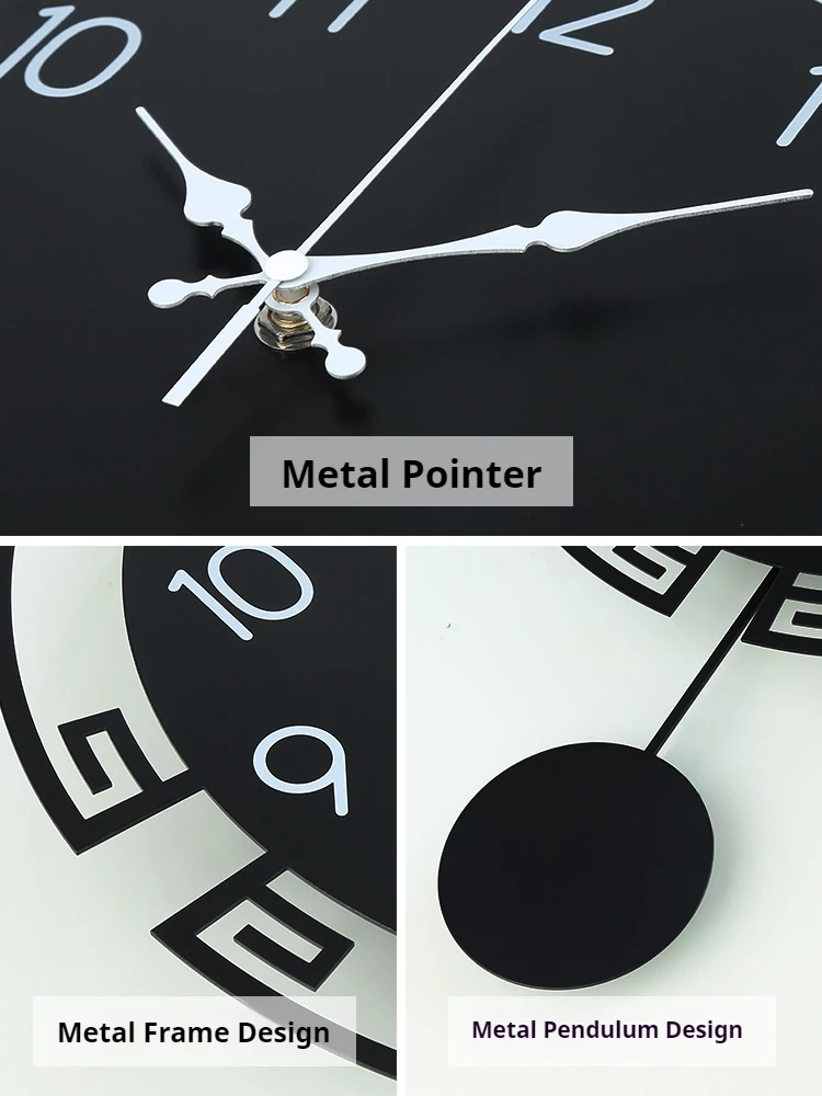 Wall Clock Creative Swingable Silent Metal Modern Living Room Hanging Office Coffee Shop Bedroom Decoration