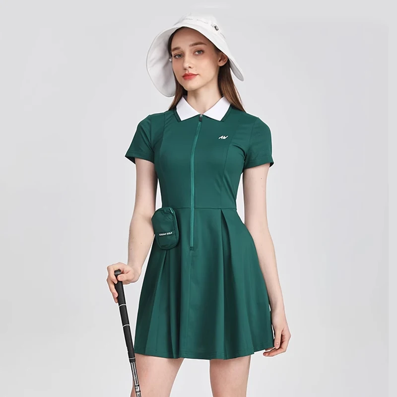 AW Golf Women's Short-sleeved Dress New Spring Summer Sports Short Skirt French Style Ladies Tennis Knee-high Dresses