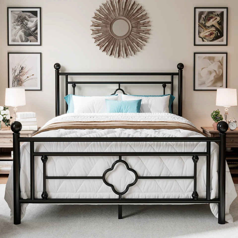 Vintage Victorian Metal Platform Bed Frame