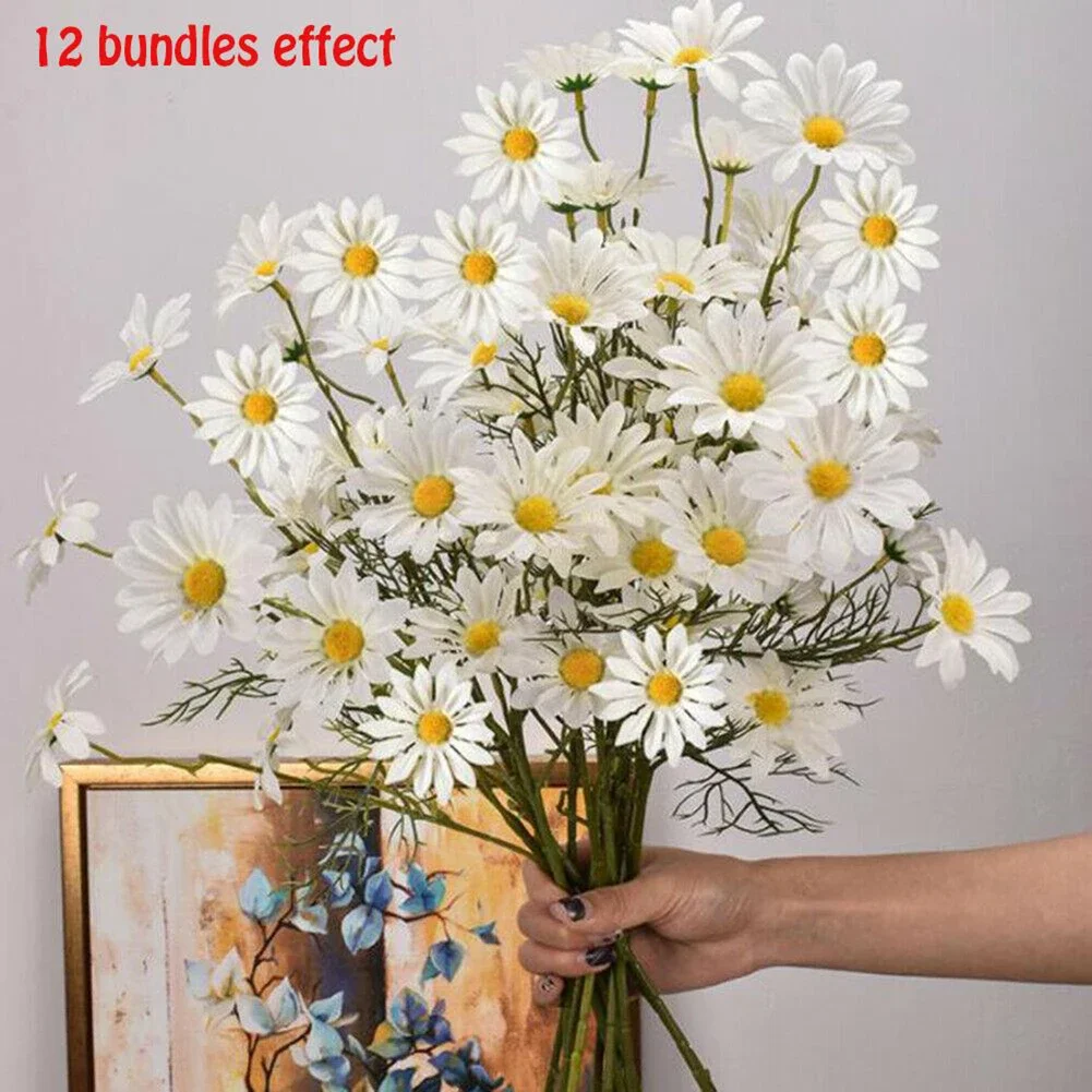 

Artificial White Daisy Flower Bouquet DIY Vase Home Garden Living Room Decoration Wedding Party Silk Fake Flowers