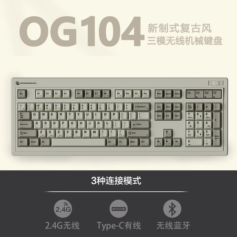 Fl Esports OG104 Mechanical Keyboard 3Mode USB/2.4G/Bluetooth