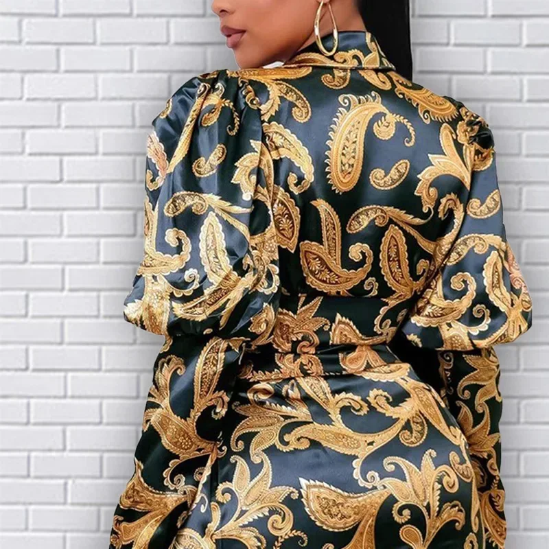 2022 Autumn/Winter Retro Print Tie Dye Women's Blazer Fashion Long Sleeve Office Sexy Ladies Casual Y2K Western Fit Dress Jacket