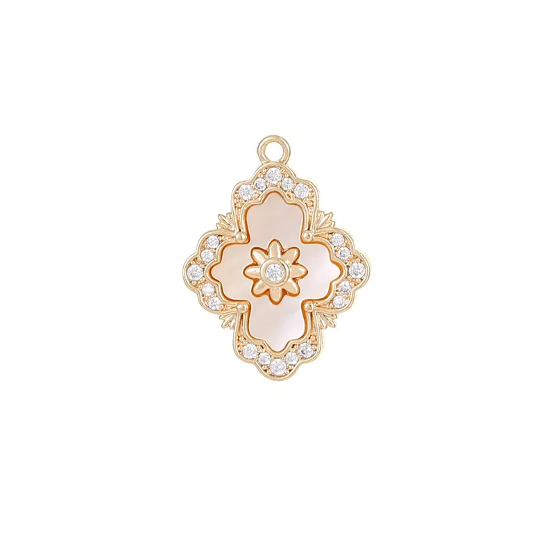 Stylish Chic Hypoallergenic Key Four-leaf Clover Clock 14K Gold Plated Bracelet Pendant Handmade DIY Jewelry Accessories 5
