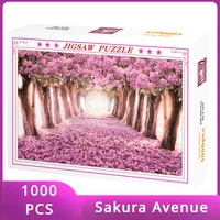 75*50cm Adult Paper Jigsaw Puzzle 1000PCS Sakura Avenue Adult Stress Relief Children Educational Entertainment Christmas Gift 1