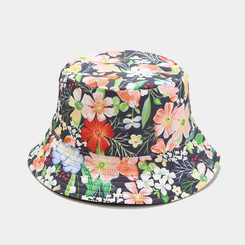 

Bucket Hat Women Summer Beach Sun Protection Wide Brim Breathable Flower Hiphop Cap Holiday Accessory For Teens