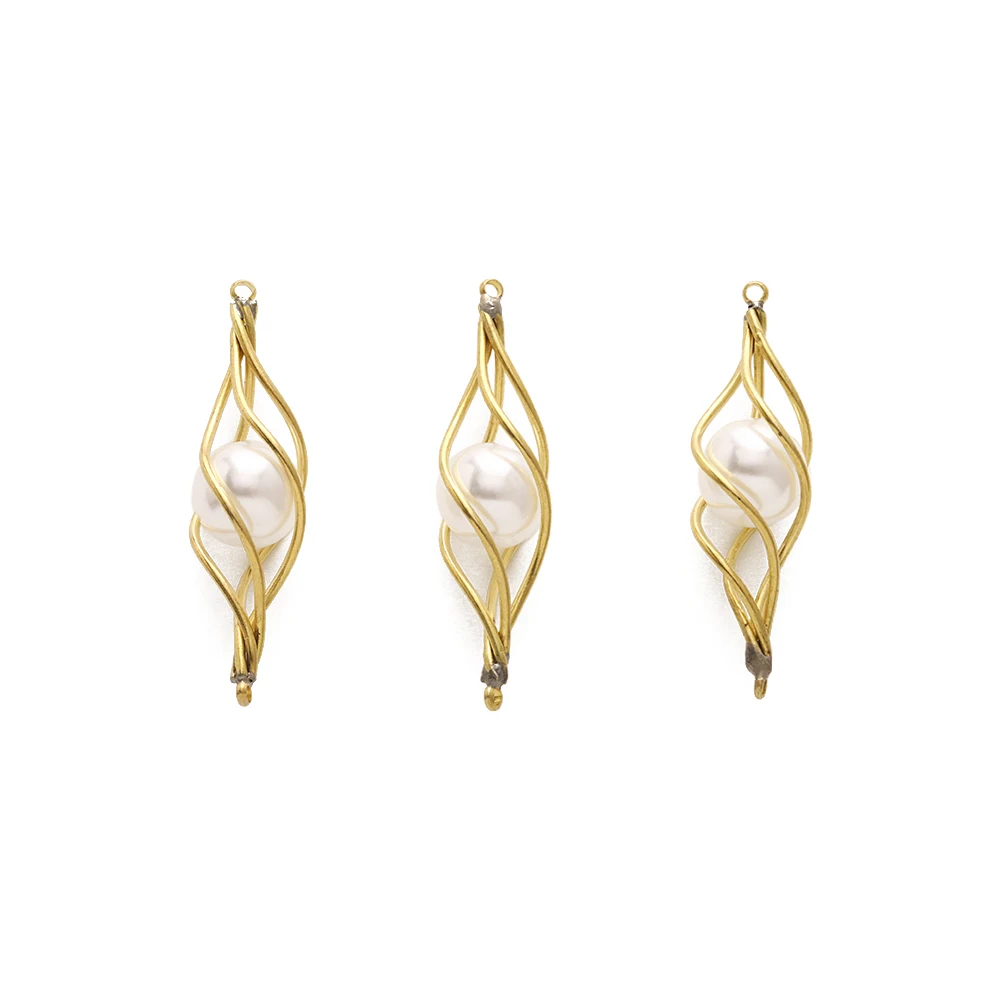 

4Pcs Wire Wrapped Connector Pearl Brass Filigree Art Wire Wrap Connector for Diy Earrings Necklace Jewelry Making Supplies