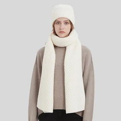 Hat Scarf Set Women Winter Wool Knit Beanie Warm Autumn Skiing Accessory For Outdoors Luxury