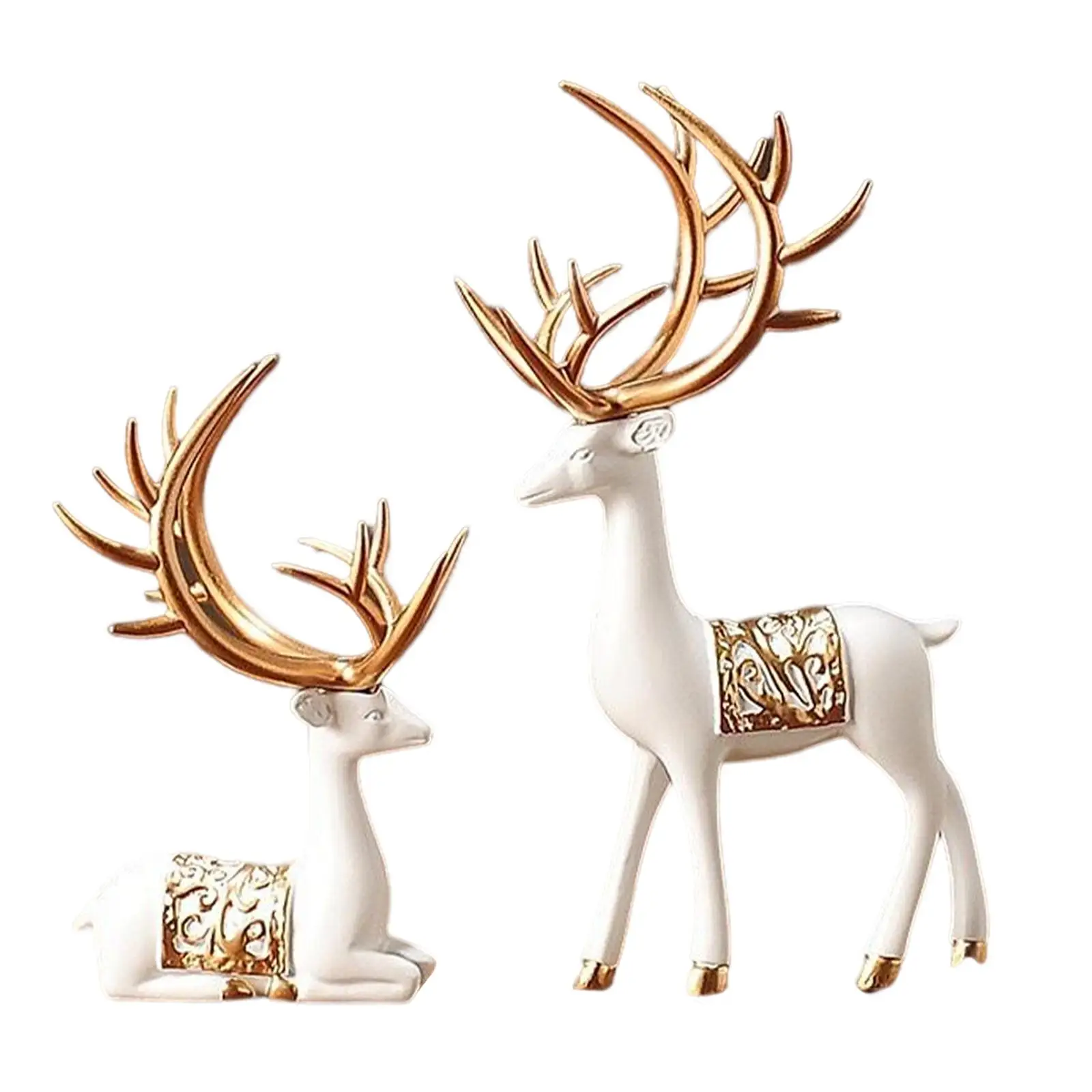 2PCS Reindeer Lover Statues – Elegant Deer Sculptures for Bedroom, Living Room, or Birthday Gift Décor 2