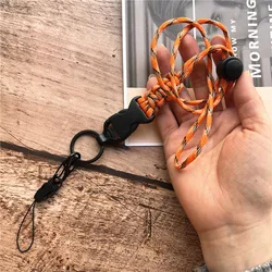 Handwoven Adjustable Phone & Key Lanyard with Removable Neck Strap and Pendant (Orange)