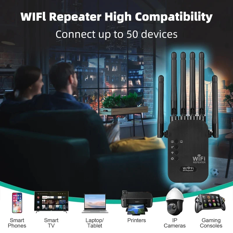 Wireless 5G WiFi Repeater 1200Mbps Router Wifi Booster Dual Band Long Range Extender 5Ghz Wi-Fi Signal Amplifier Repeater - 5